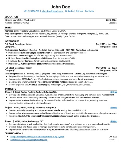 ATS Resume Template 1