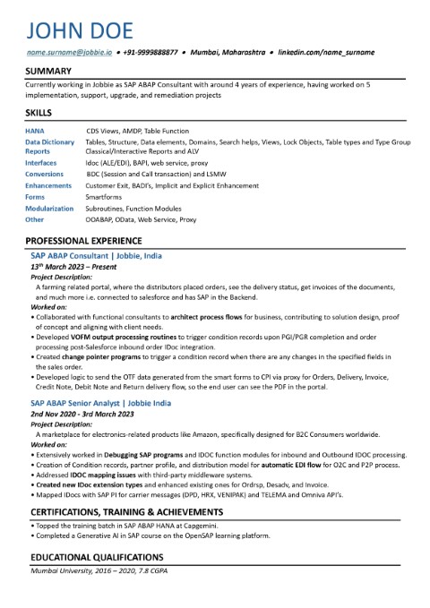 ATS Resume Template 4