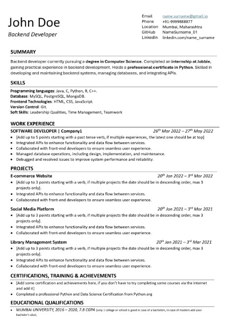 ATS Resume Template 5