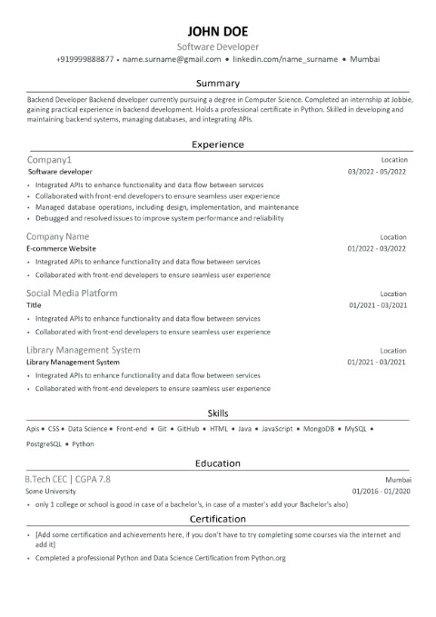ATS Resume Template 8